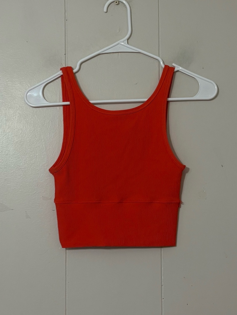 lululemon Power Pivot Ribbed Tank Top Bright Orange Red Size Missing
